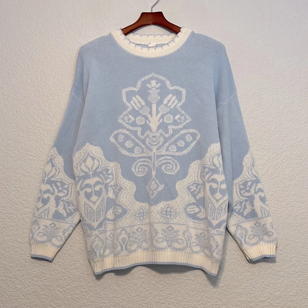Vintage Floral Chunky Knit Sweater